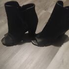 Womens leather open toe boots with heel. Size 8.5.