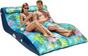 Inflatable Pool Lounger Float - Pool Floats for 2 Adults Heavy Duty Pool Recline