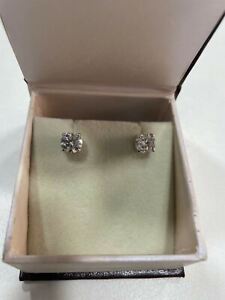 0.10 Ct. Off White 4 Prong Heated & Pressure Treated Diamond Studs 925 Silver
