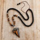Tiger's Eye Obsidian Mala Beads Healing Amulet Arrowhead Pendant Necklace Gifts