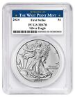 2024 1oz Silver Eagle PCGS MS70 - First Strike - West Point Label