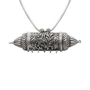 925 Sterling Silver Handmade Engraved Design Amulet Box Pendant Tribal Jewelry