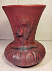 Vintage Van Briggle Pottery Vase Maroon and Blue Tulip Flowers Signed Colorado