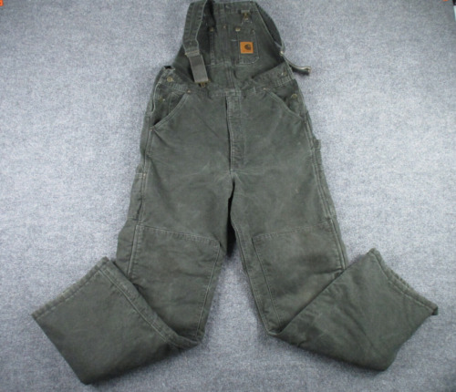 Carhartt Overalls Adult 34x34 Green R27 MOS Insulated Duck Bib Quilted Mens