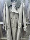 Vintage Burberrys Military Green Trench Coat Nova Check Wool Lining 48R
