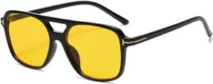 Retro Vintage 70s Sunglasses for Men Women Oversized Yellow Lens Shades