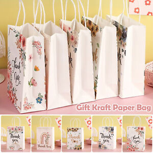 10-100PCS Paper Bags Kraft Bag with Handles Gift Retail Merchandise Shopping