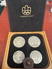 1976 Canada Montreal Olympic 4 Piece Silver Proof Coin Set With Case