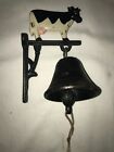 Vintage CAST IRON 3D Painted DAIRY COW Figurine WALL MOUNT Dinner BELL 5