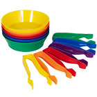Edxeducation Sorting Bowls & Tweezers - Set of 12 - 18m+ - 6 Colors - Counting -
