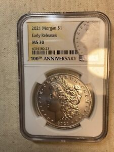 New Listing2021-P Morgan Silver Dollar $1 Philadelphia NGC MS70 Early Releases 100th Anniv