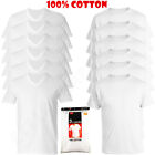 3-12-Pack V/Crew-Neck For Men's 100% Cotton Tagless T-Shirt Undershirt Tee White