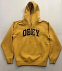 Obey Hoodie Men’s Size Medium Yellow Pullover Logo Spell Out Casual Streetwear