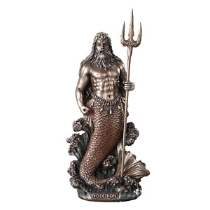 Poseidon Statue Greek God of The Sea Cold Cast Resin Bronze Finish Sculpture
