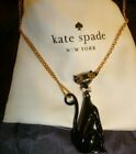 KATE SPADE BLACK CAT JAZZ THINGS UP GOLD NECKLACE PENDANT NWT SALE MOM
