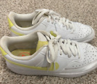 Nike Women’s Court Vision White Yellow Leather Lace Up Sneaker Shoes Size 9