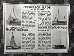 1953 Ad. Frederick Gade. Yacht Broker. Norton CN. Yachts for sale