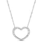 Womens Diamond Heart Necklace 1/10 ct tw Round 10K White Gold 17