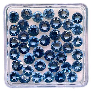 9 Pcs Natural London Blue Topaz 5mm Round Cut Loose Gemstones Wholesale Lot