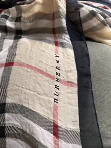 Used Burberry 100% Silk Scarf Classic Beige Long Rectangular See Description