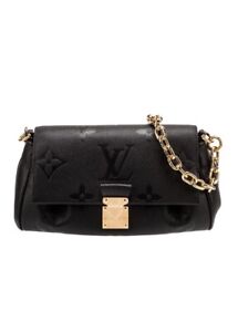 Louis Vuitton Monogram Giant Empreinte Favorite MM Handbag Black/Gold Auth!