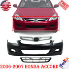Front Bumper Cover Primed + Grille Assembly For 2006-2007 Honda Accord Sedan (For: 2007 Honda Accord)