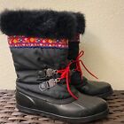 SOREL Canada Boots Size 10 Black Rubber Nylon RemovableLiners Winter Snow Granny