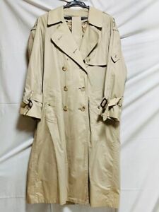 Burberry's Trench Coat Beige Logo Made in England Women Size XL Used STAIN