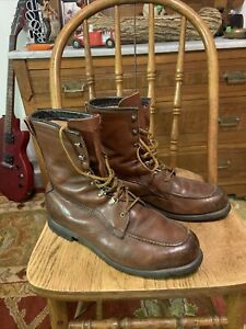 Vintage Field & Stream Moc Toe Leather Boots Size 12B Made In USA
