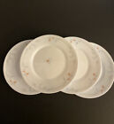 Arcopal France ~ Odessa ~ Milk Glass Salad Plates ~ Set Of 4 ~ Flowers ~ 7-3/4”