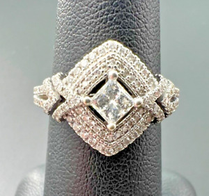 ZALES MARILYN MONROE 14K WG WHITE GOLD PRINCESS DIAMOND FRAME ENGAGEMENT RING