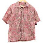 Vintage Cooke Street Hawaiian Shirt Mens Red Floral Button Down Size Large L 90s
