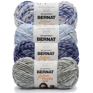 Bernat Softee Chunky Twist Marled 100% Acrylic Bulky #6 Yarn Skein For Knitting