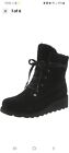 BEARPAW Women's Krista Boots Suede Rubber Lace Up Wool Black Size 10 Comfort