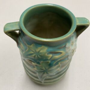 Roseville Luffa Double Handled Green Art Pottery 6 1/4