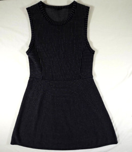 Theory Randria Evian Stretch Womens Size M Black Gray Striped Dress