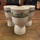 Lot of 3 Vintage RESTAURANT WARE EGG CUPS White With Green (2 Matching)