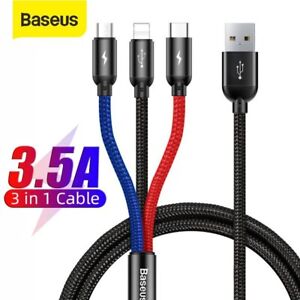 Baseus 3 IN 1 Charging Cable USB Type C Micro Cable For Samsung iPhone 14 13 12