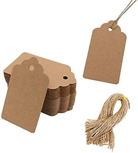 Kraft Paper Gift Tags with String Blank Gift Bags Tags Price Tags Brown 100 PCS
