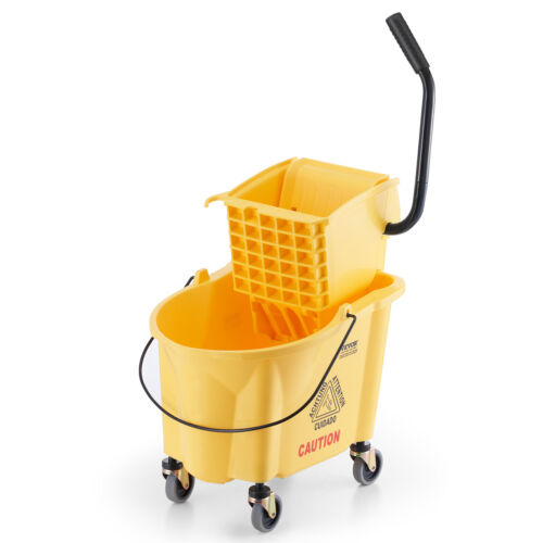 VEVOR Commercial Mop Bucket with Wringer 26 Qt. Rolling Floor Cleaning Trolley