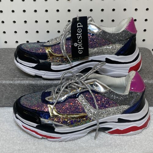Epicstep Women's Glittery Sequins Shoes Sneaker Size 7 US New with Tag