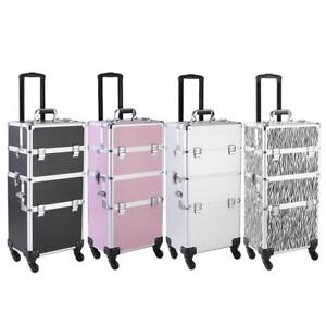 3/4 in 1 4 Wheels Makeup Case Organizer Storage Box Rolling Cosmetic Bag Trolley