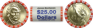 2010 D $1 James Buchanan Presidential $25 Face Bank Wrap Roll Uncirculated