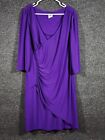 Tiana B. Womens Faux Wrap Dress Purple Long Sleeve Size XL