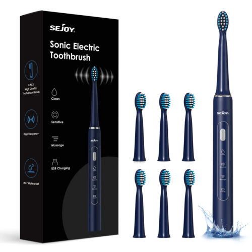 SEJOY Electric Toothbrush Sonic Toothbrush USB Rechargeable 7 Heads 3 Modes