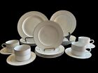 20pc GIBSON White/Silver Band Dinnerware - 4 Place Settings of 5pcs