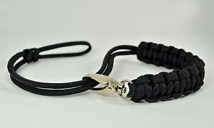 paracord camera wrist strap - black - adjustable with swivel clasp - made in USA