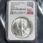 1986 S SILVER EAGLE MS70 STRUCK @ SAN FRANCISCO MINT SIGNED CABRAL SPOTLESS #160