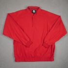 FootJoy Golf Jacket Mens Large Red 1/4 Snap Long Sleeve Pullover Windbreaker FJ