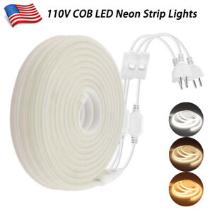 COB LED Strip Lights Flexible Neon Flex Rope Lights IP65 Waterproof Outdoor 110V